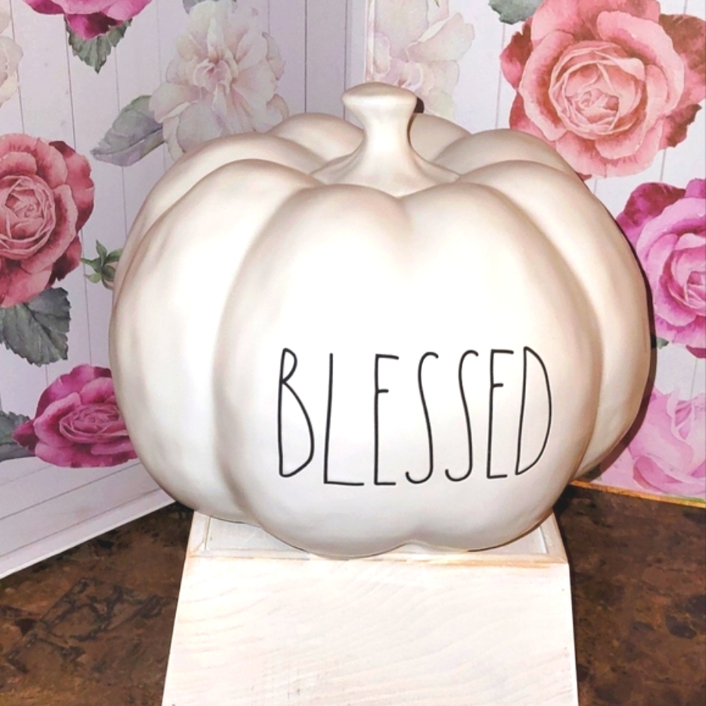 Rae Dunn BLESSED white pumpkin • Large